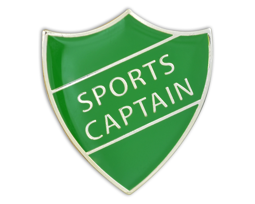 SPORTS CAPTAIN badge Green and gold Pack of 5