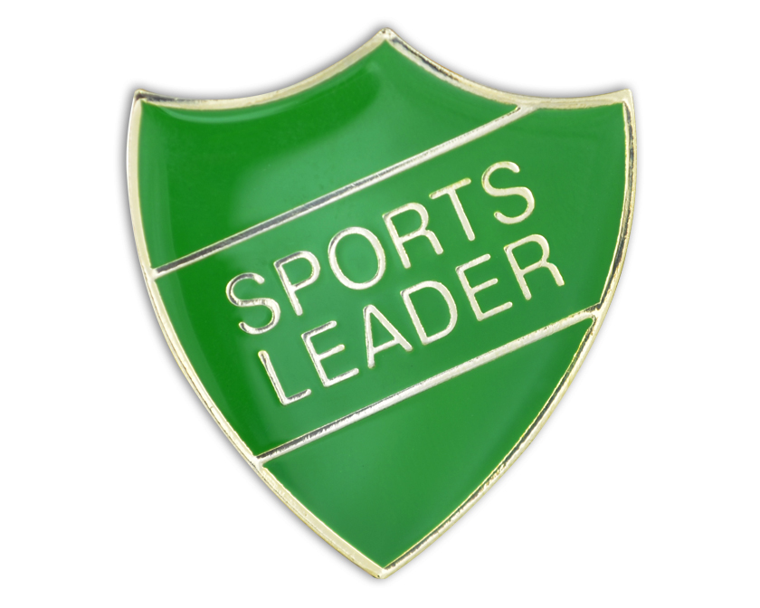 SPORTS LEADER badge green and gold (pack of 5)