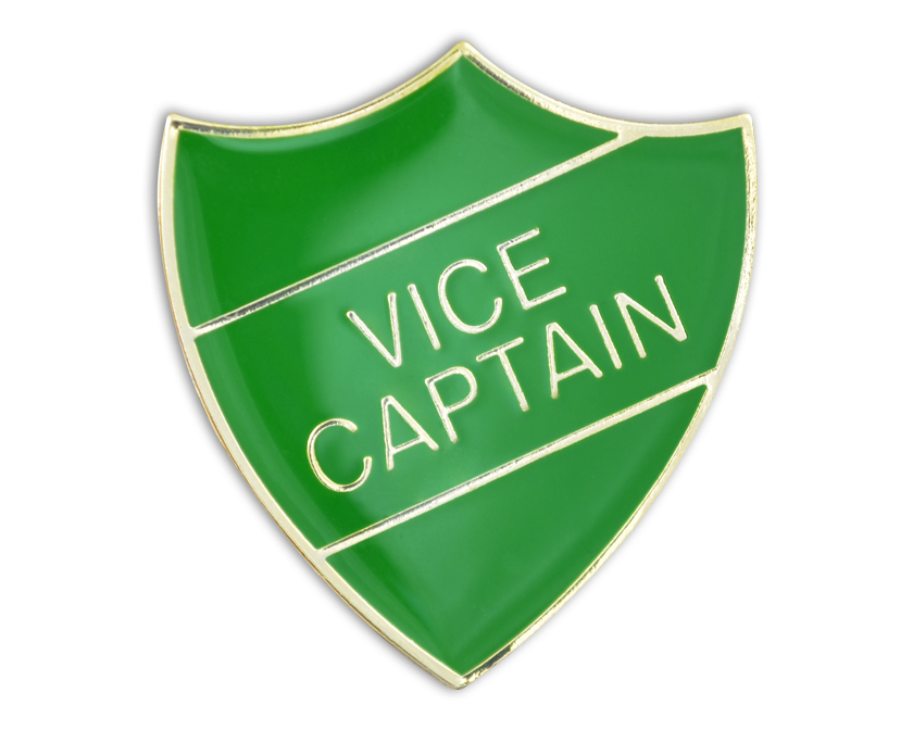 VICE CAPTAIN badge green and gold (pack of 5)