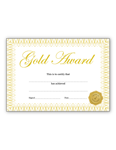 Gold Award' certificate