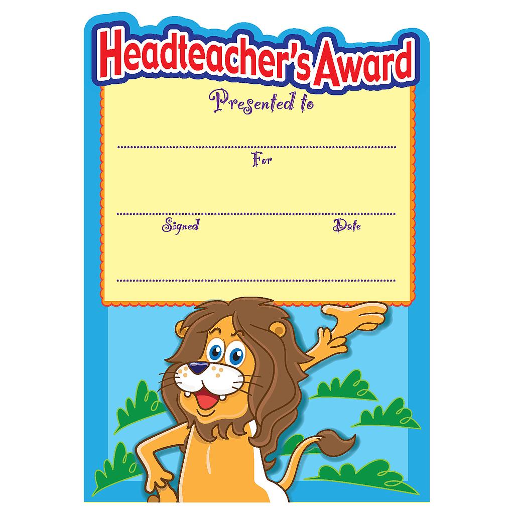 Headteachers Award certificate