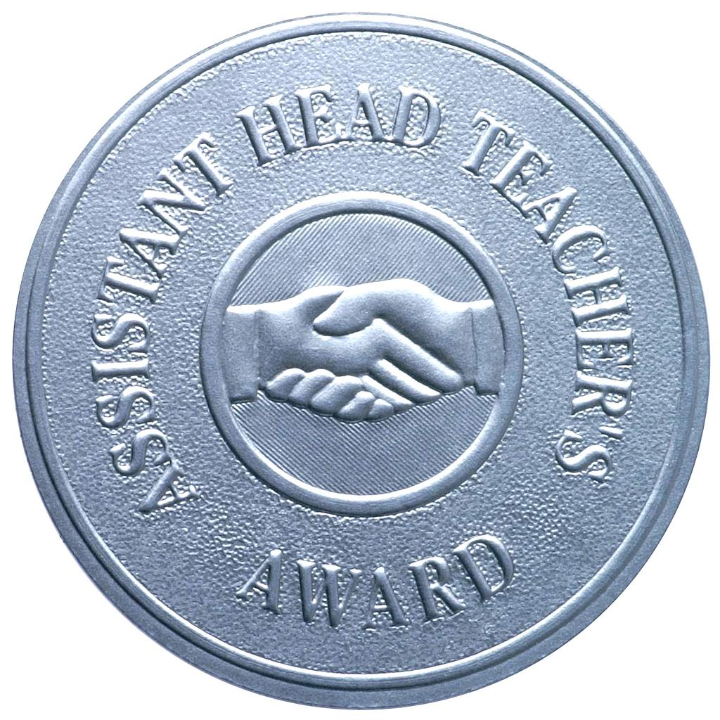 Metallic embossed 'Assistant headteachers award' sticker