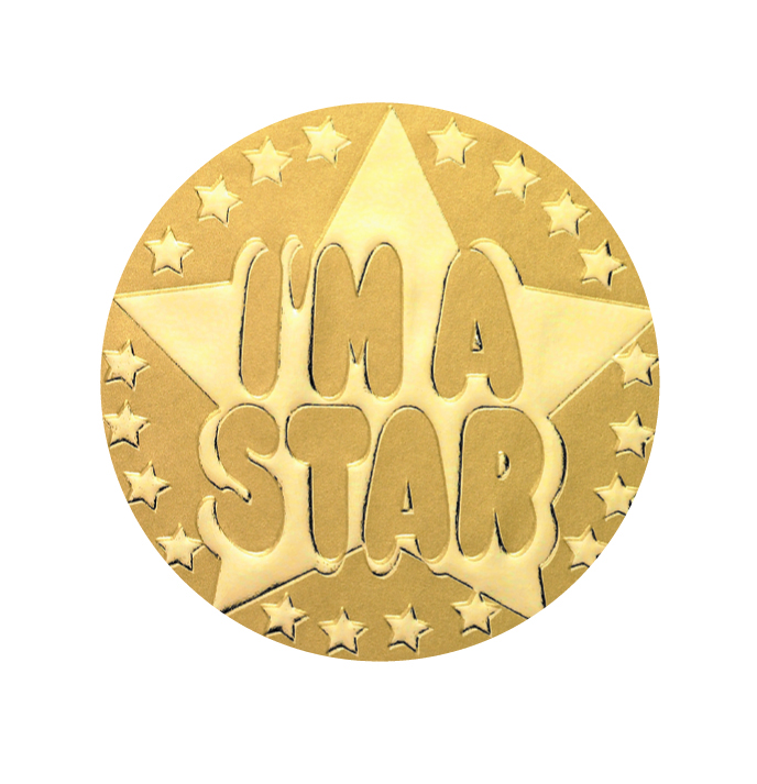 Metallic embossed 'I'm  a star' sticker