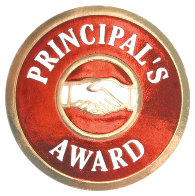 Metallic 'Principal's award' sticker