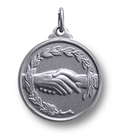 Silver handshake medal