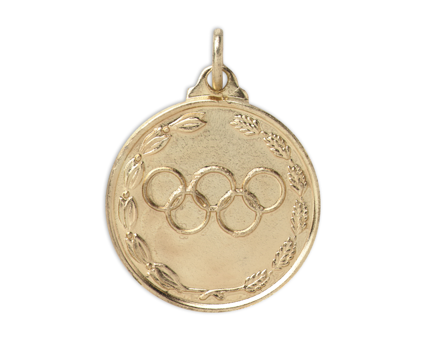 Gold Olympic rings medal