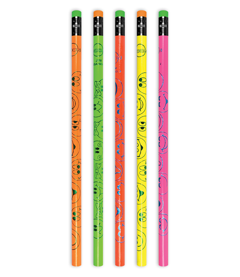 Metallic assorted Smiling faces pencil