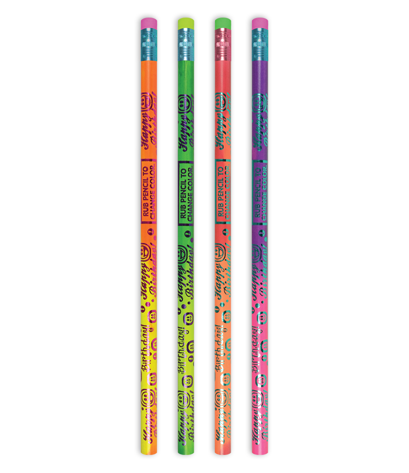 Metallic assorted 'Happy birthday' (colour change) pencil