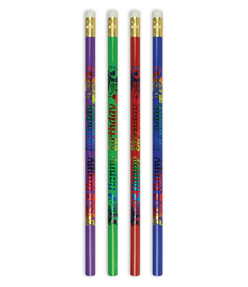 Metallic 'Happy birthday' pencil