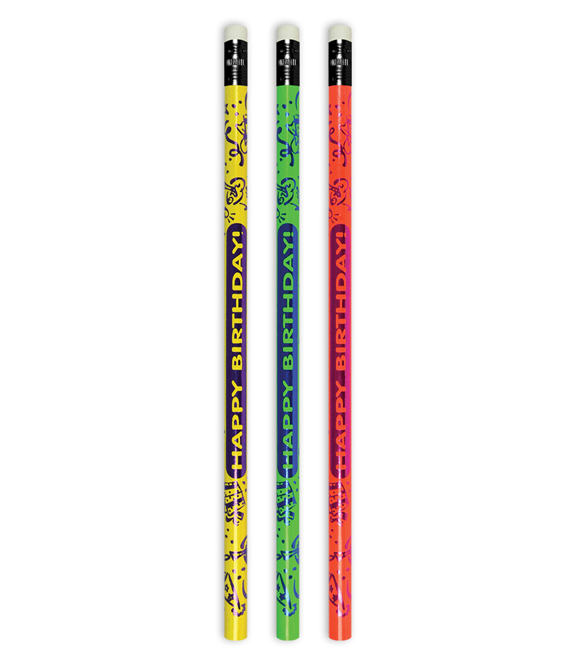 Neon 'Happy birthday' pencil
