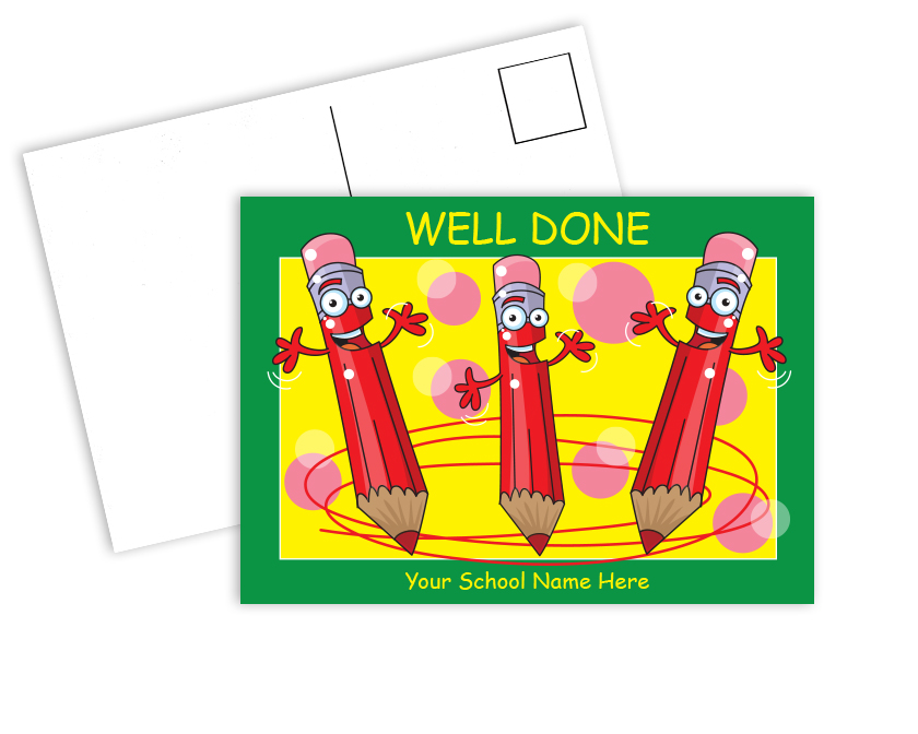 Personalised Postcards - Red Pencil Characters - PCBack2