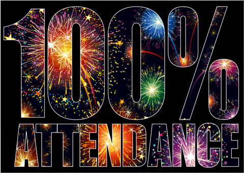 100% Attendance Postcard