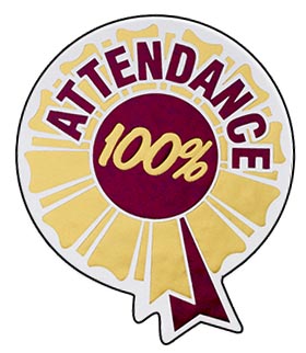 100% Attendance rosette sticker