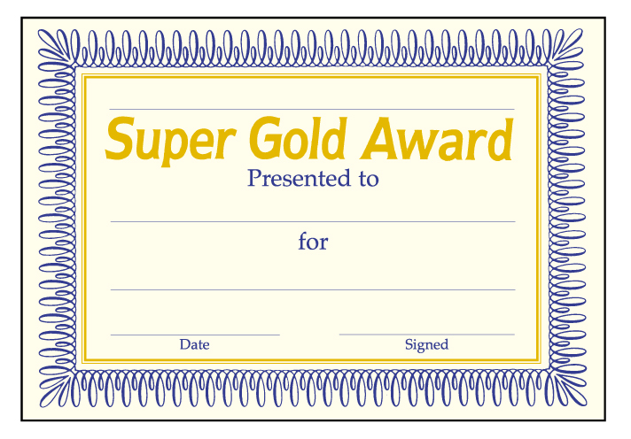 Super 'Gold Award' classic certificate
