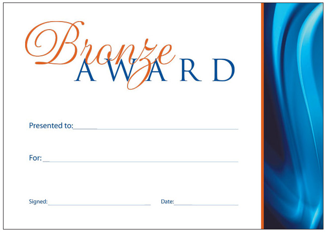Bronze Award certificate