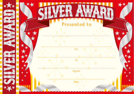 Silver Award Certificate with tear-off bookmark