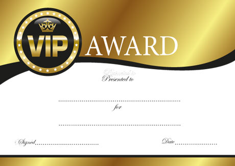 VIP Award Certificate
