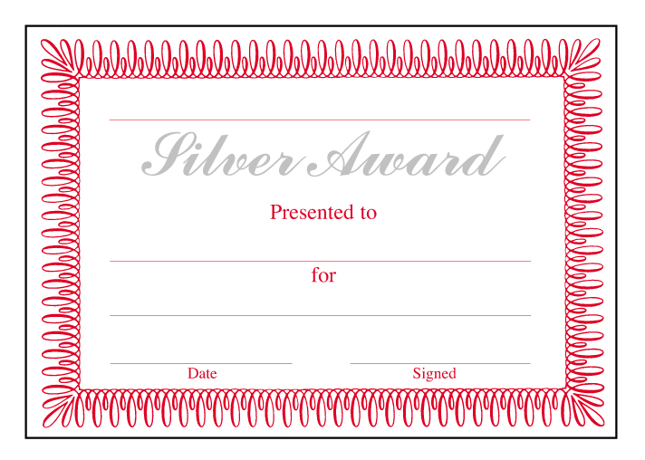 Silver Award' classic certificate
