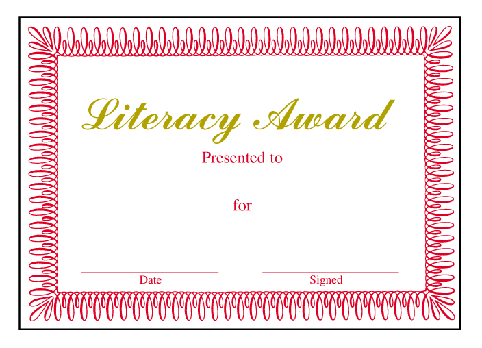 Literacy Award' classic certificate