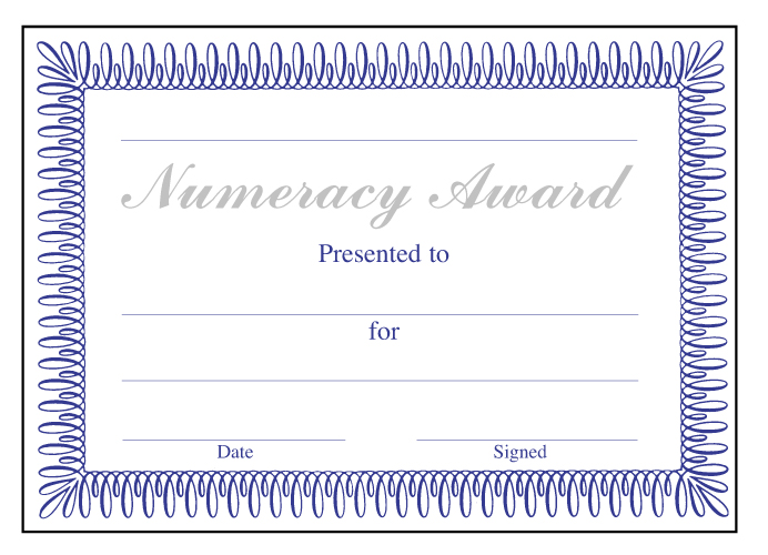 Numeracy Award' classic certificate