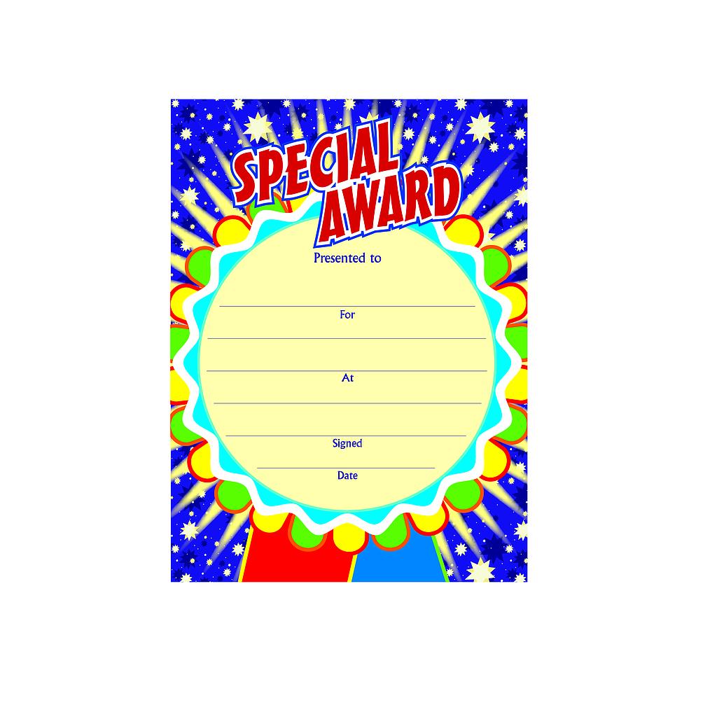 Special Award' starburst certificate