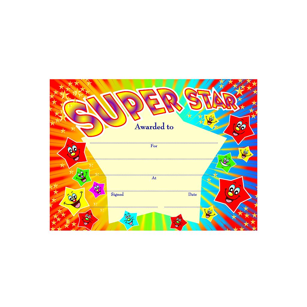 Super Star' starburst certificate