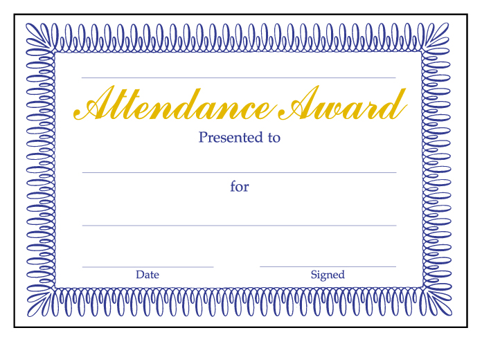 Attendance Award' classic certificate