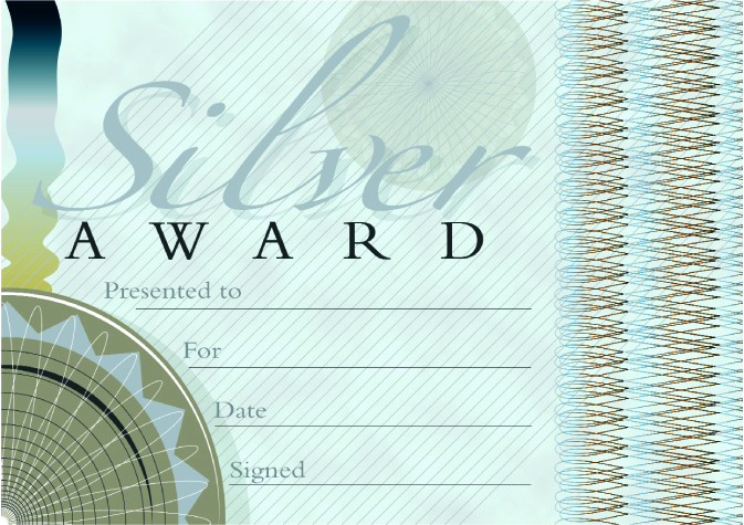 Silver Award'  banknote style certificate