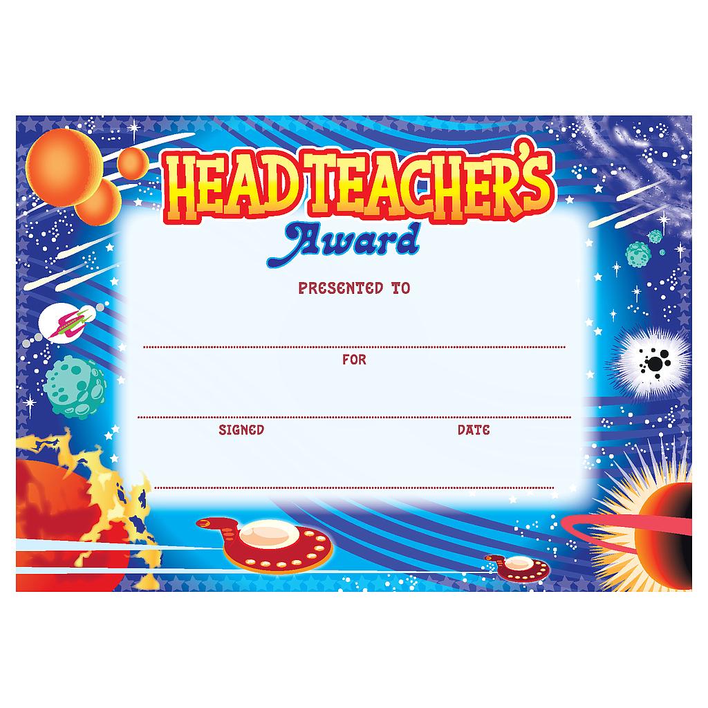 Headteachers Award' cosmic certificate