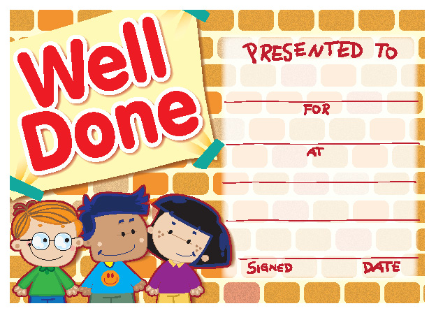 Well Done' characters certificate