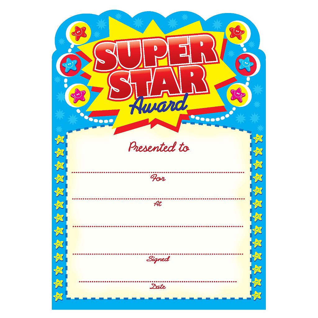 Super Star Award' certificate