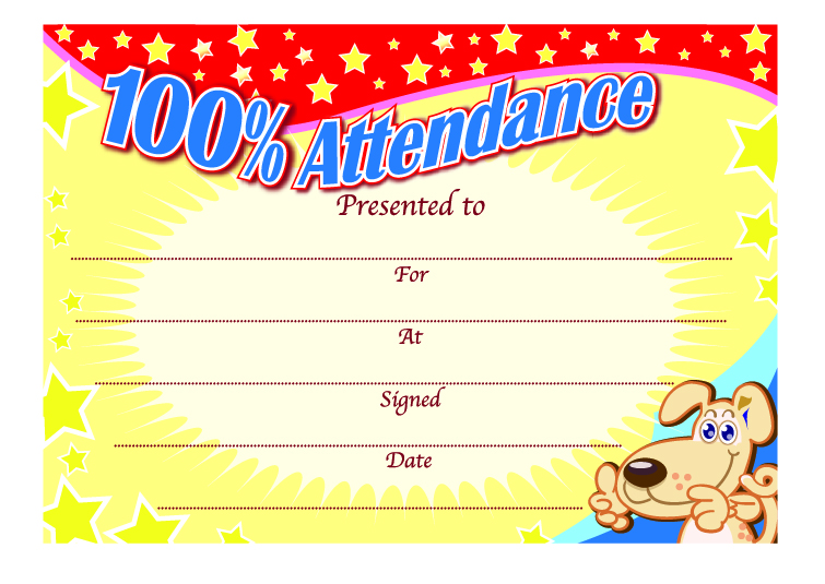 100% Attendance Certificate