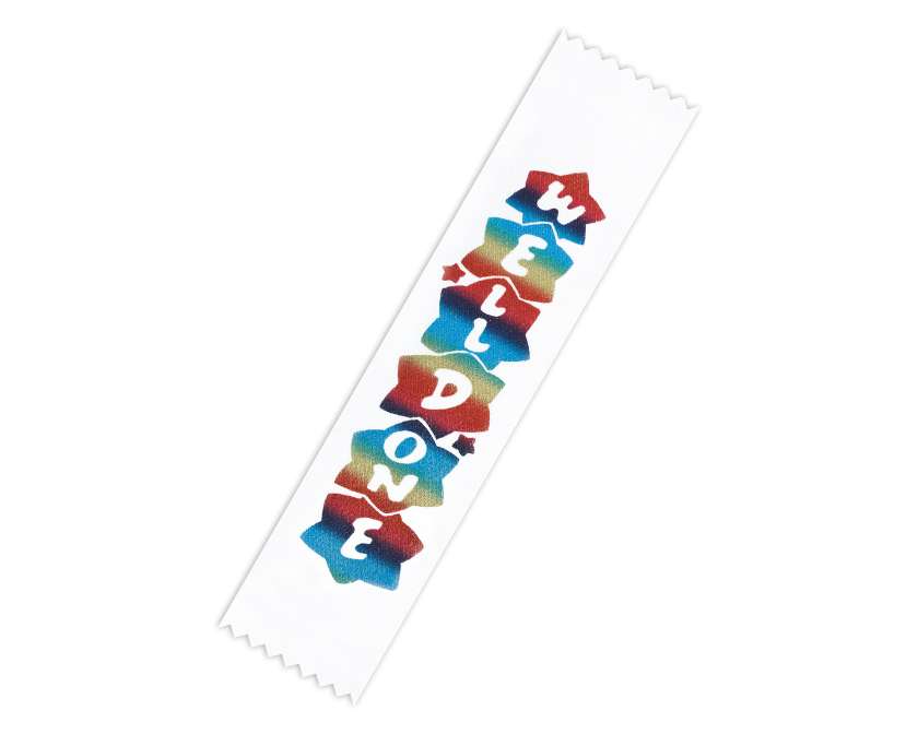 Metallic 'Well Done' ribbon