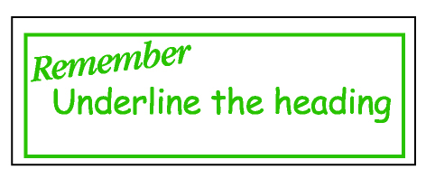 Remember Underline the heading stamper