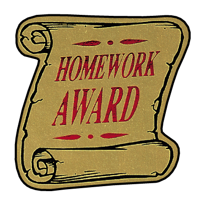 Metallic 'Homework award' sticker