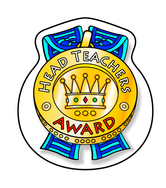 Headteachers Award' shaped sticker