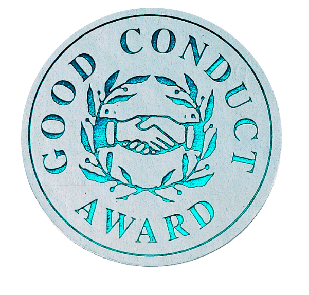 Metallic 'Good Conduct Award' sticker