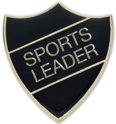 SPORTS LEADER badge black and gold (pack of 5)