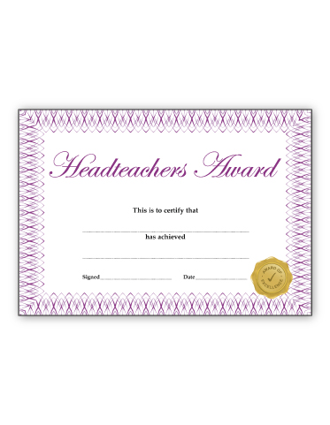 Headteachers Award certificate