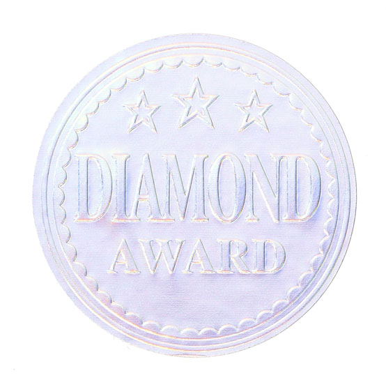 Metallic 'Diamond Award' sticker 43mm