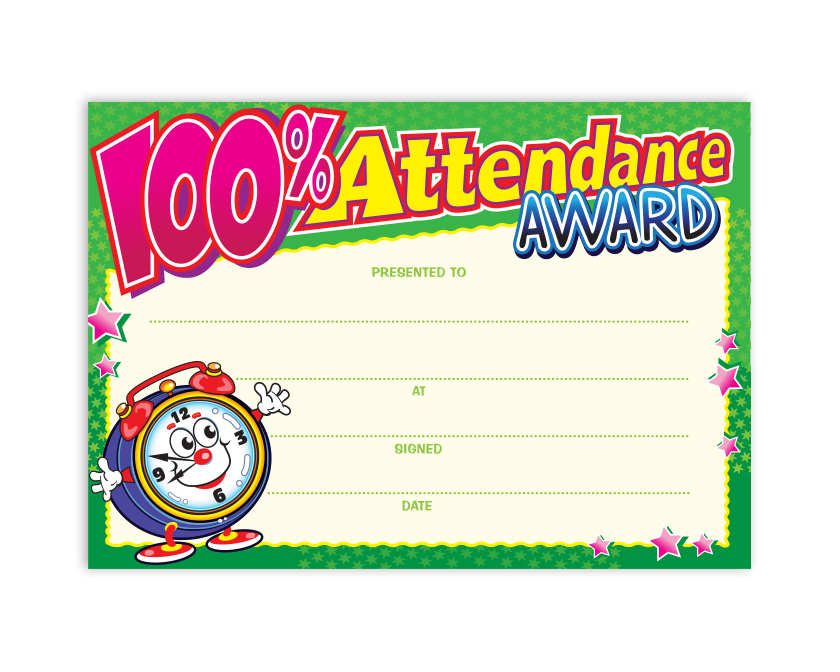 100% Attendance Award Certificate
