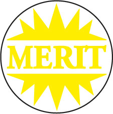 Yellow Merit sticker - 19mm