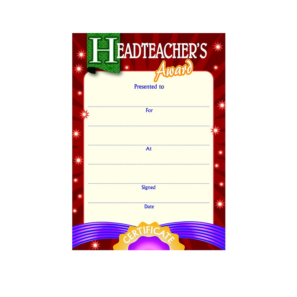 Headteachers Award' certificate