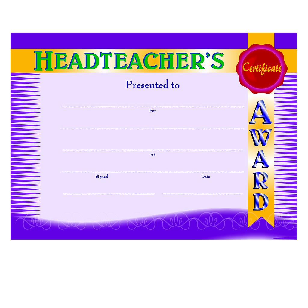 Headteachers Award' certificate