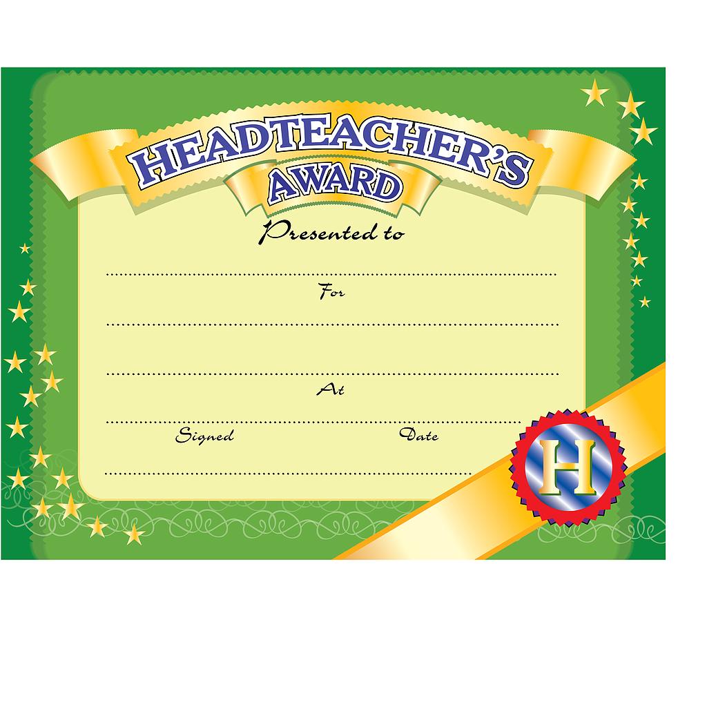 Headteachers Award certificate