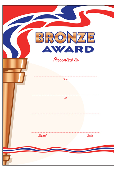 Bronze Award' Olympic certificate