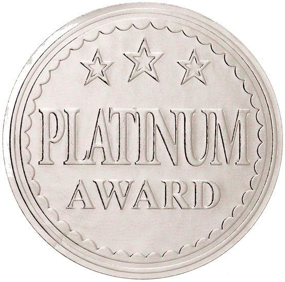 Metallic 'Platinum Award' sticker 43mm