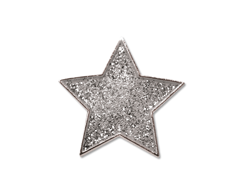 Silver glitter star badge (pack of 5)