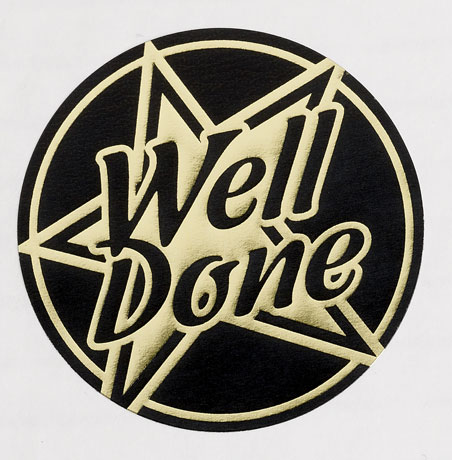 Metallic 'Well Done' sticker 44mm