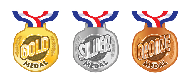 Gold, Silver & Bronze sticker  triple pack